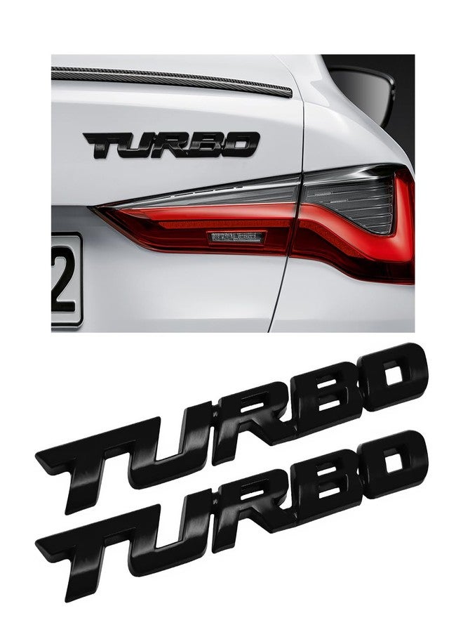 Dickno 2PCS Turbo Car Emblem Decal, 3D Metal Fender Logo Badge Sticker, Zinc Alloy Auto Front Hood Side Body Emblem Sticker, Universal Exterior Decor Car Accessories for SUV Truck (Black) - Image 1